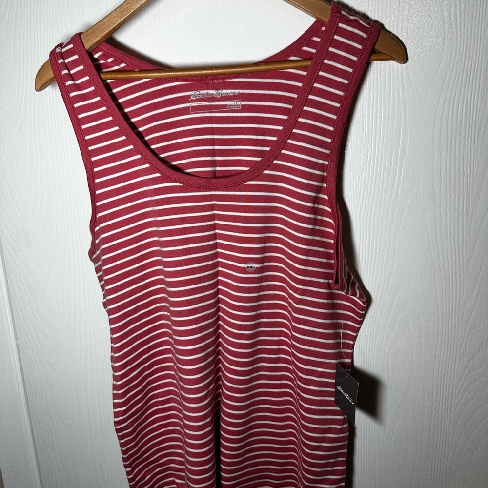 Eddie Bauer Coral and White Striped Sleeveless Top